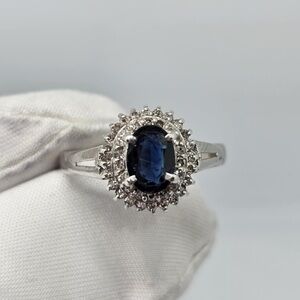 Sapphire Diamond Platinum Ring
